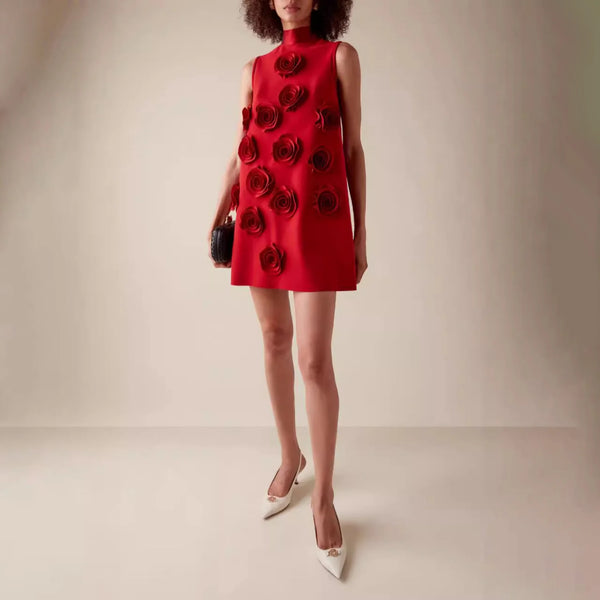 LAS ROSAS 3D SLEEVELESS MINI DRESS