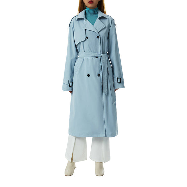 Women's Double Breasted Long Trench Coat