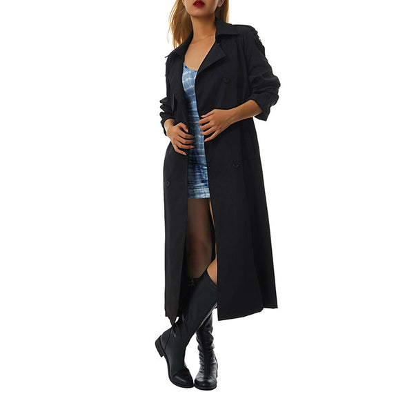Women's Double Breasted Long Trench Coat