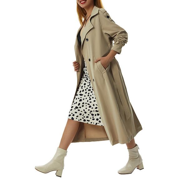 Women's Double Breasted Long Trench Coat