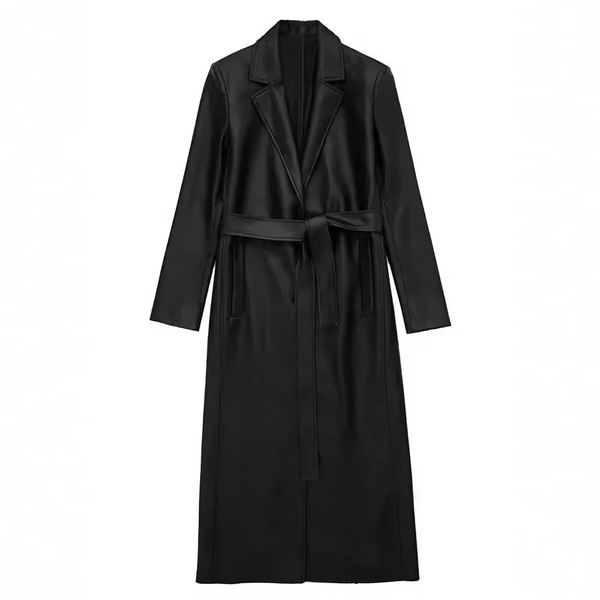 REINA OVERSIZED FAUX LEATHER TRENCH COAT